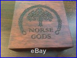 Cook Islands 2016 5 oz. Norse Gods antiqued silver coin with wood case, box, COA
