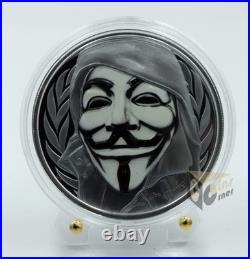 Cook Islands 2016 Guy Fawkes Mask 1 Oz Silver Black Proof Coin