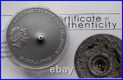 Cook Islands 2016 Meteorite crater with Morocco H5 meteorite 1/2oz silver coin