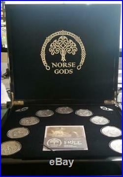 Cook Islands 2016 Norse God High Relief 2 Oz Antique Silver 9 Coins Set