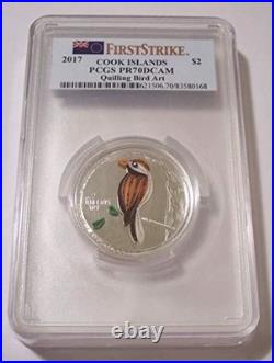 Cook Islands 2017 1/2 oz Silver $2 Quilling Art Bird Proof PR70 DCAM PCGS FS