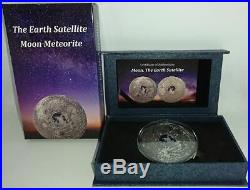 Cook Islands 2017 20$ MOON EARTH SATELLITE Meteorites 3 Oz Silver Coin