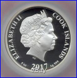 Cook Islands 2017 $25 LUNAR YEAR of ROOSTER Mother Of Pearl 5oz Silver Coin