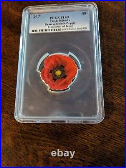 Cook Islands 2017 $5 Remembrance Poppy Graded 1 Oz. 999 Silver Coin