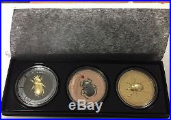 Cook Islands 2017 $5 Scarab set of 3 1oz. 999 Silver Proof Coins Total 3 oz