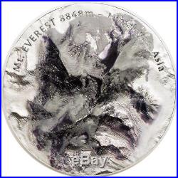 Cook Islands 2017 7 Summits Mt. Everest 25$ Silver 999 5 Oz Silver Coin
