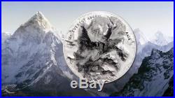 Cook Islands 2017 7 Summits Mt. Everest 25$ Silver 999 5 Oz Silver Coin