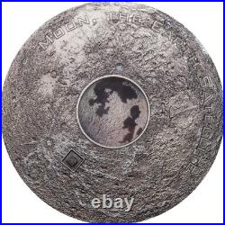 Cook Islands 2017, Dhofar 1766 MOON Meteorit, 3 oz Silver, $20, Earth Satellite