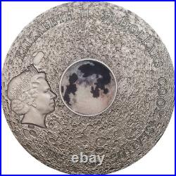 Cook Islands 2017, Dhofar 1766 MOON Meteorit, 3 oz Silver, $20, Earth Satellite