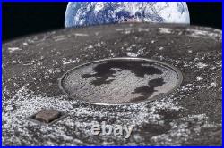 Cook Islands 2017, Dhofar 1766 MOON Meteorit, 3 oz Silver, $20, Earth Satellite
