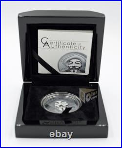 Cook Islands 2017 Guy Fawkes Mask 1 Oz Silver Black Proof Coin Cook Islands 2017 Guy Fawkes Mask 1 Oz Silver Black Proof Coin