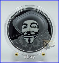 Cook Islands 2017 Guy Fawkes Mask 1 Oz Silver Black Proof Coin