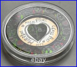 Cook Islands 2017 MURRINE MILLEFIORI GLASS ART Silver Proof. 999 Coin 5$