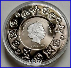 Cook Islands 2017 MURRINE MILLEFIORI GLASS ART Silver Proof. 999 Coin 5$