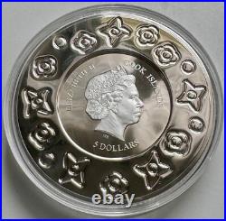Cook Islands 2017 MURRINE MILLEFIORI GLASS ART Silver Proof. 999 Coin 5$