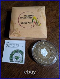 Cook Islands 2017 Murrine Milleflori Glass Art 20 g. 999 Silver Coin