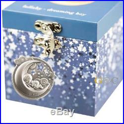 Cook Islands 2018 5$ Lullaby Dreaming Boy Baby playing musical box silver coin