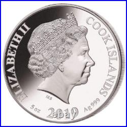 Cook Islands 2019 $25 Pure Silver Coin Year of the Pig with Mother Of Pearl De