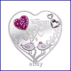 Cook Islands 2021 Valentine's Day Heart Shaped Silver Coin 20g 5 Dollars