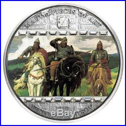 Cook Islands $20 Dollars, Silver Coin, 2010, Mint, Three Bogatyr Masterpiece of Art
