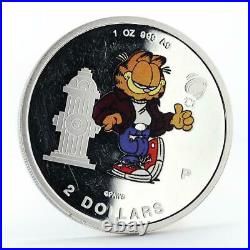 Cook Islands 2 dollars Cat Garfield color proof silver coin 1999