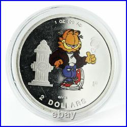 Cook Islands 2 dollars Cat Garfield color proof silver coin 1999