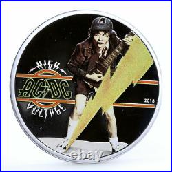 Cook Islands 2 dollars Famous Rock Band AC DC High Voltage silver coin 2018