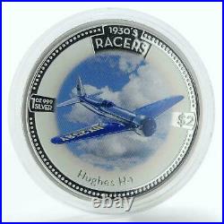 Cook Islands 2 dollars Hughes H-1 Racer Aircraft proof silver coin 2006