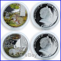 Cook Islands, 4x$2, Year of the Rabbit, 4 Silver coin set, 4x20g, Lunar, 2011