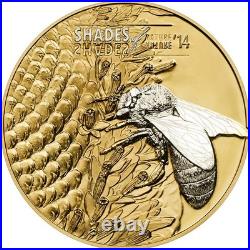 Cook Islands $5 2014 Silver Gold Plated’Shades of Nature Bee’ Box and CoA