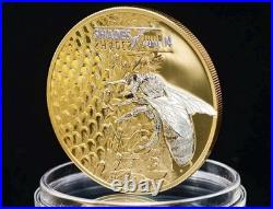 Cook Islands $5 2014 Silver Gold Plated'Shades of Nature Bee' Box and CoA