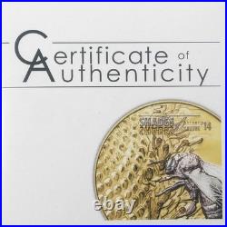 Cook Islands $5 2014 Silver Gold Plated'Shades of Nature Bee' Box and CoA