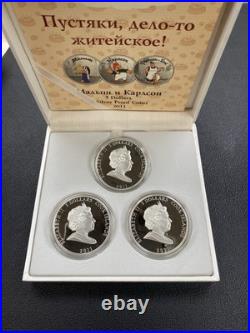 Cook Islands $5 Coin Set Malysh & Karlsson on the Roof Soviet Cartoon Silver 3pc Cook Islands $5 Coin Set Malysh & Karlsson on the Roof Soviet Cartoon Silver 3pc