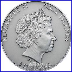 Cook Islands $5 Dollar 1 oz. Silver Coin, 2015, Chondrite Impact Meterorite, QE II