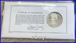 Cook Islands 5 Dollar Coin Silver Proof Wildlife Conservation Day 1979 Fdc