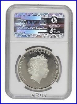 Cook Islands $5 Dollars, 20 g Silver Coin, 2014, Grand Canyon, QE II, NGC 70
