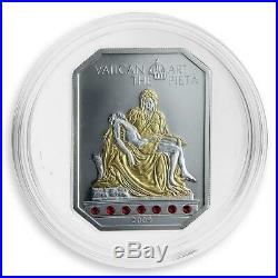 Cook Islands, $5, Vatican Art The Pieta, Swarovski crystal, silver coin, 2009