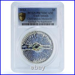 Cook Islands 5 dollars Chelyabinsk Meteorite Space PR 70 PCGS silver coin 2013