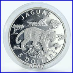 Cook Islands 5 dollars Jaguar silver coin 2002