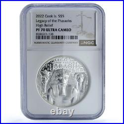Cook Islands 5 dollars Pharaohs Legacy Giza Pyramids PF 70 NGC silver coin 2022