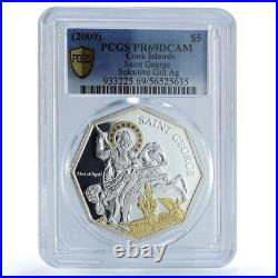 Cook Islands 5 dollars Saint George Dragon Gilt PR 69 PCGS silver coin 2009