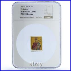 Cook Islands 5 dollars St. Helena KM-1310 Religion PF 69 NGC silver coin 2010