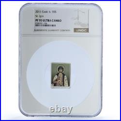Cook Islands 5 dollars St. Igor Religion Saints PF 70 NGC silver coin 2011