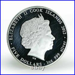 Cook Islands 5 dollars Year of the Dragon (Prosperity) Silver Coloured coin 2012