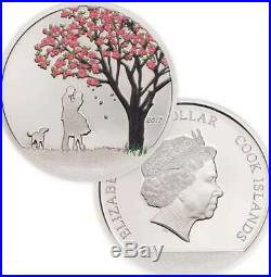 Cook Islands Cherry Blossom Globe 1/10 Oz Silver Coin $1 2017, Limited Edition