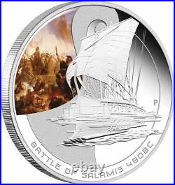 Cook Islands FAMOUS NAVAL BATTLES BATTLE OF SALAMIS Silver Proof Coin 2010