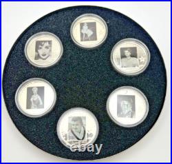 Cook Islands Hollywood Legends 6 Silver Coin Marilyn Sophia Taylor Dean Bernard