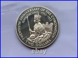 Cook Islands Silver Coin 1973 Queen Elizabeth II Silver Jubilee 2 Dollar