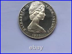 Cook Islands Silver Coin 1973 Queen Elizabeth II Silver Jubilee 2 Dollar