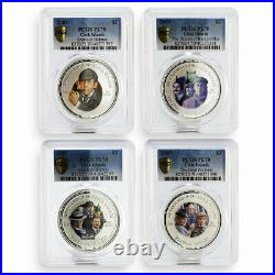 Cook Islands set of 4 coins Sherlock Holmes PL-70 PCGS silver coin 2007